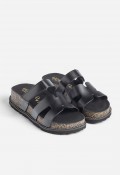 Sandalia mujer Yokono OCA-125 negra en piel, plataforma cómoda con estilo urbano