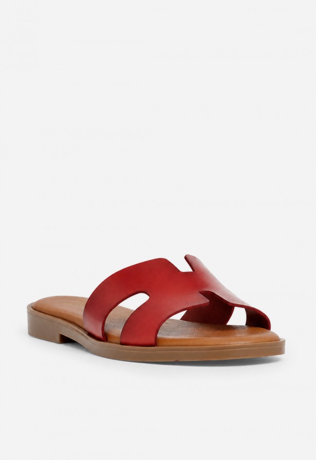 Sandalia plana mujer VAS 606 roja en piel, el toque chic que ilumina tus looks