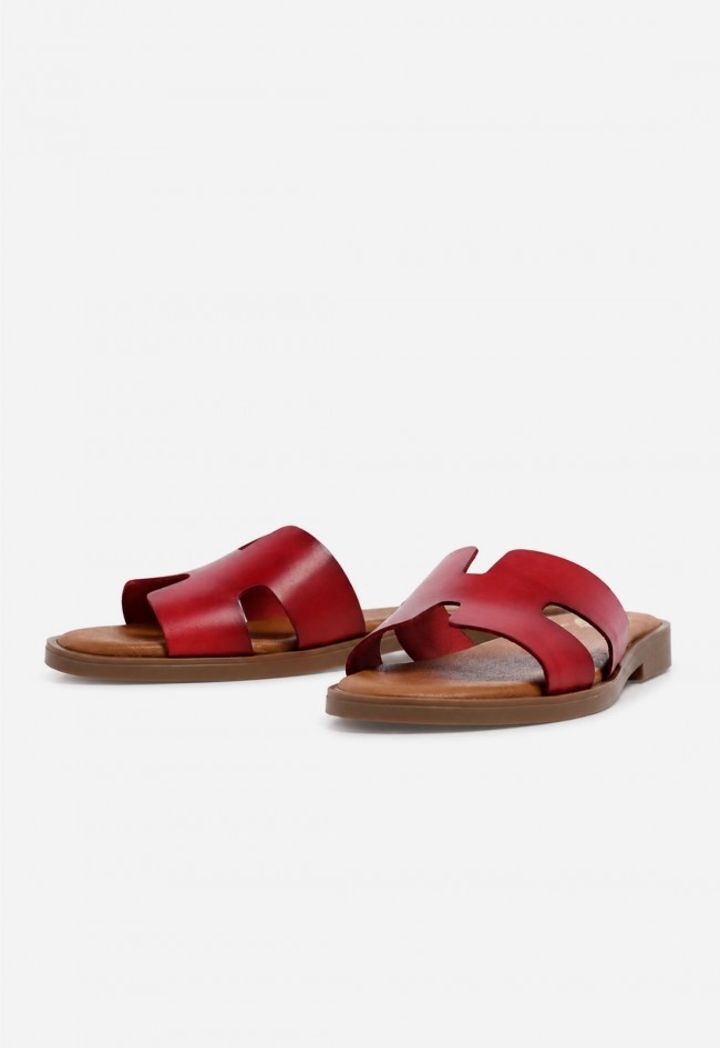 Sandalia plana mujer VAS 606 roja en piel, el toque chic que ilumina tus looks