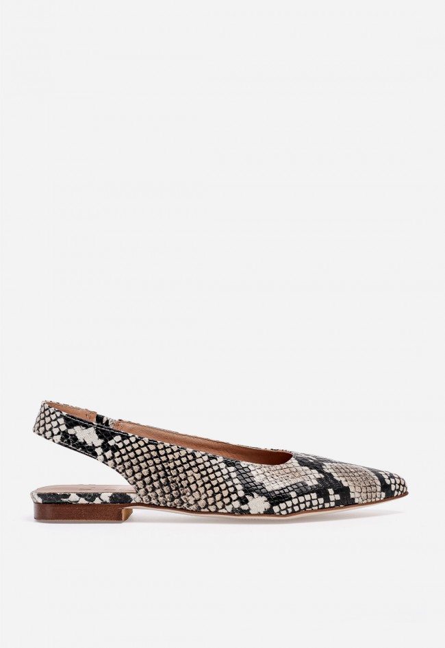 Zapato plano destalonado mujer GLO POP en piel animal print, elegancia salvaje