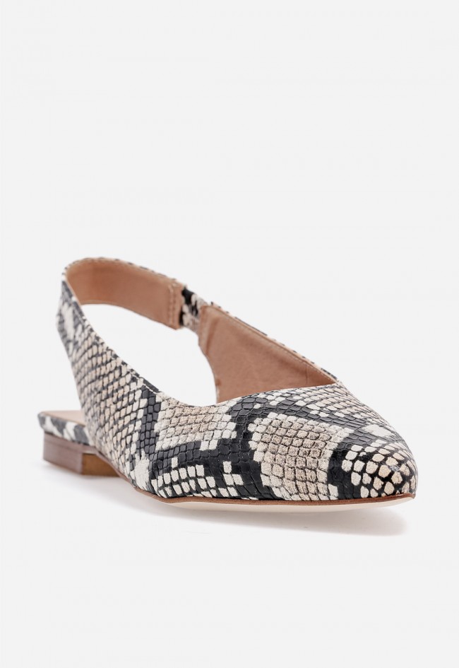 Zapato plano destalonado mujer GLO POP en piel animal print, elegancia salvaje