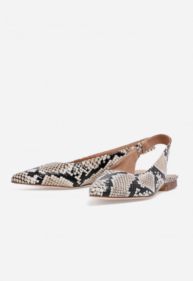 Zapato plano destalonado mujer GLO POP en piel animal print, elegancia salvaje