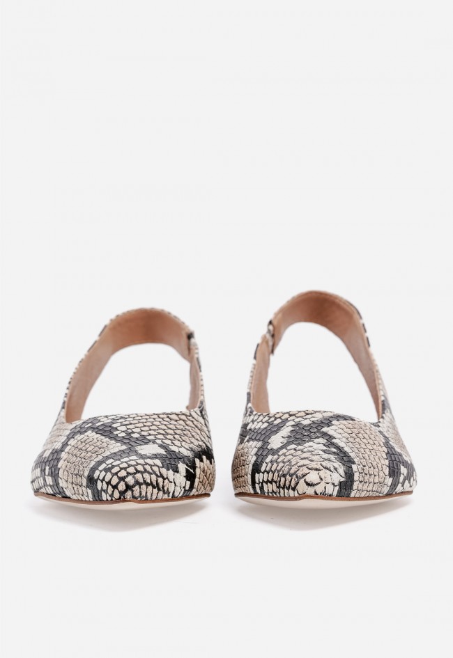 Zapato plano destalonado mujer GLO POP en piel animal print, elegancia salvaje