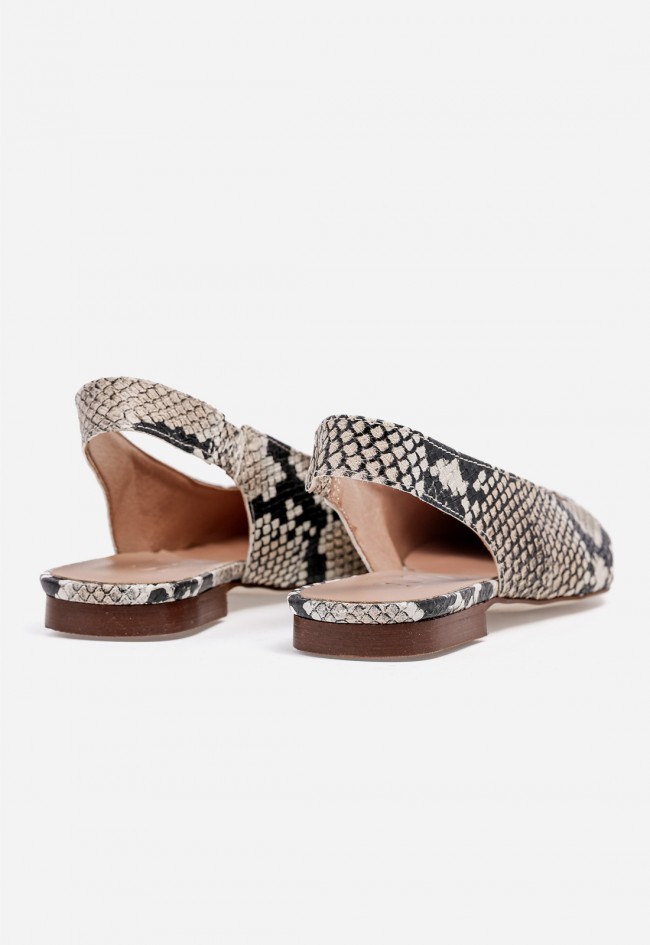 Zapato plano destalonado mujer GLO POP en piel animal print, elegancia salvaje