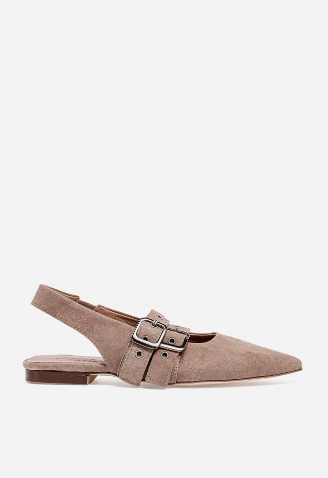 Zapato plano destalonado mujer GLO Cari en piel tostado, chic sofisticado
