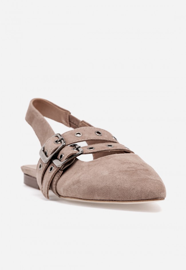 Zapato plano destalonado mujer GLO Cari en piel tostado, chic sofisticado
