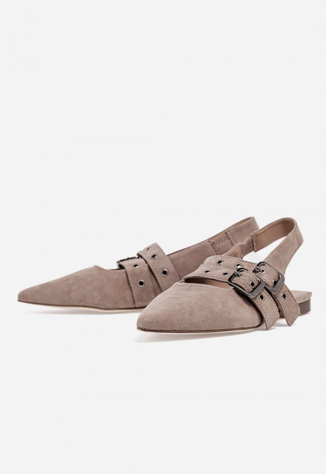 Zapato plano destalonado mujer GLO Cari en piel tostado, chic sofisticado