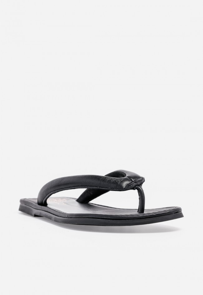 Sandalia de dedo de piel Porronet Amber negra para un verano minimal chic