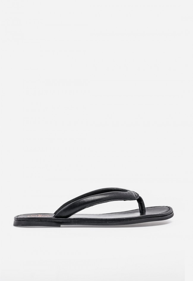 Sandalia de dedo de piel Porronet Amber negra para un verano minimal chic