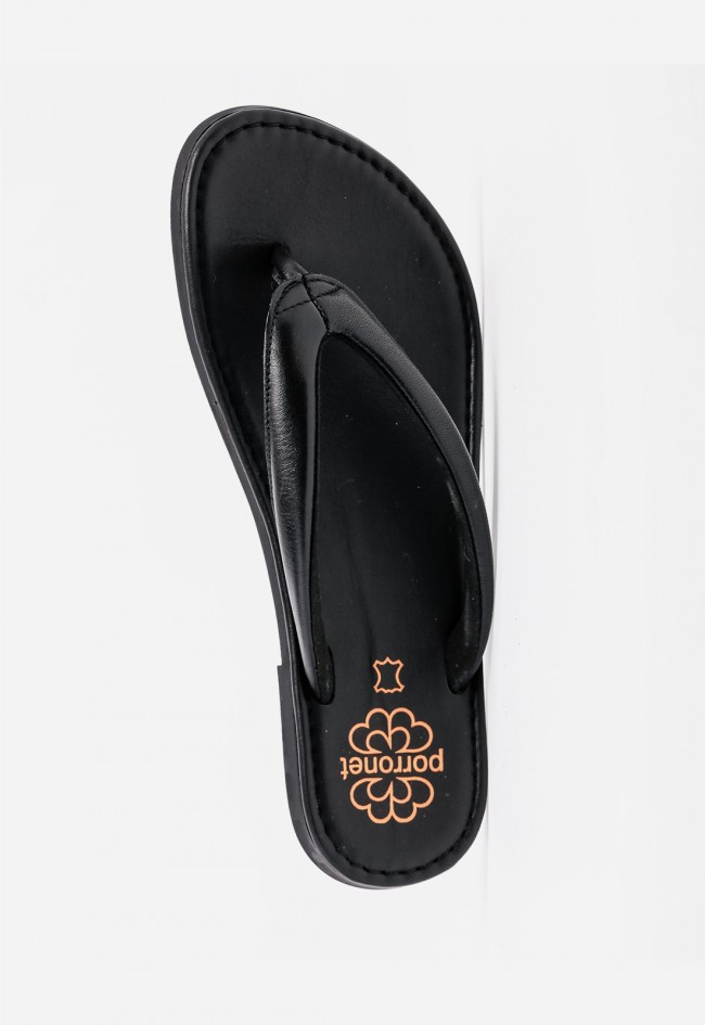 Sandalia de dedo de piel Porronet Amber negra para un verano minimal chic