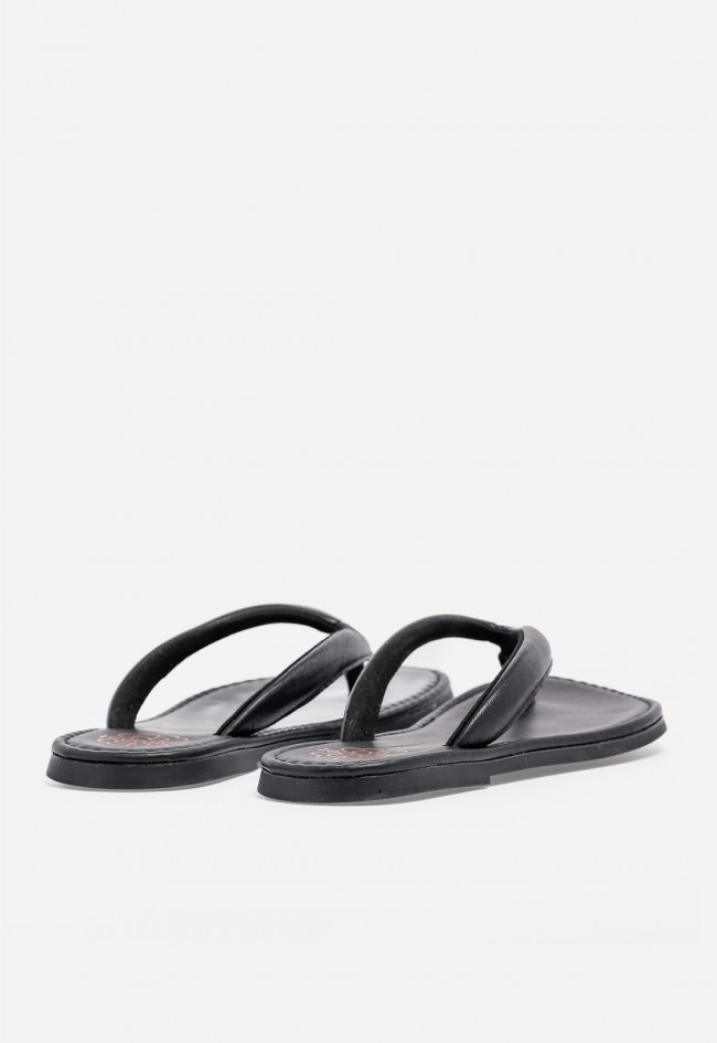 Sandalia de dedo de piel Porronet Amber negra para un verano minimal chic