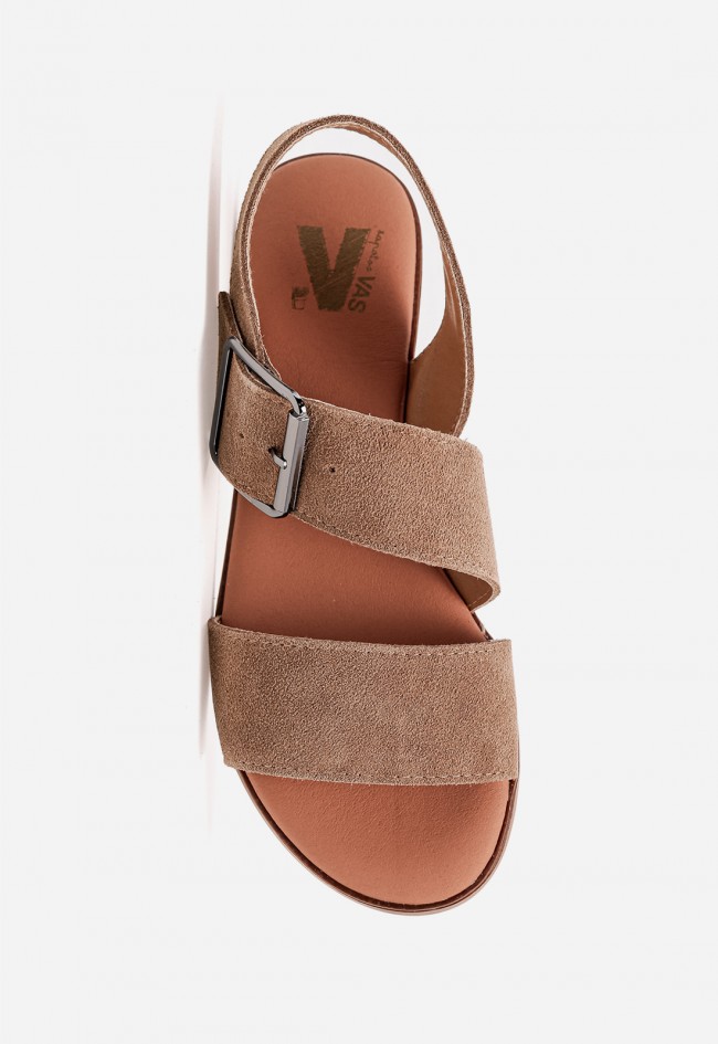 Sandalia plana VAS Naira en piel color cuero para un estilo natural y sofisticado