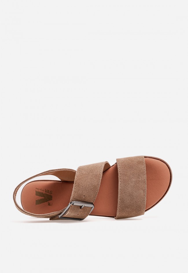 Sandalia plana VAS Naira en piel color cuero para un estilo natural y sofisticado