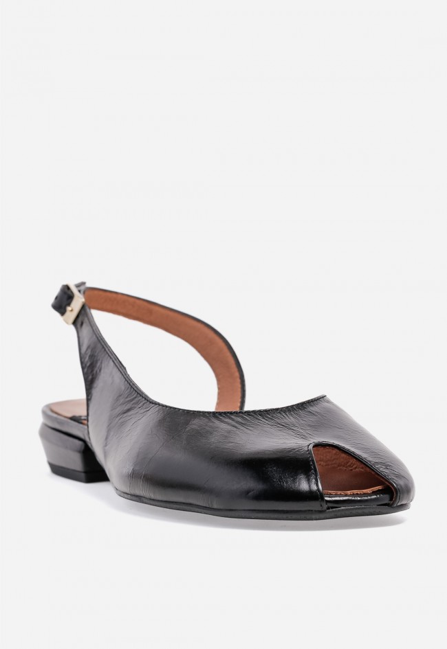 Bailarina destalonada peep toe mujer Ángel Alarcón Matilde en piel negra – chic sin esfuerzo