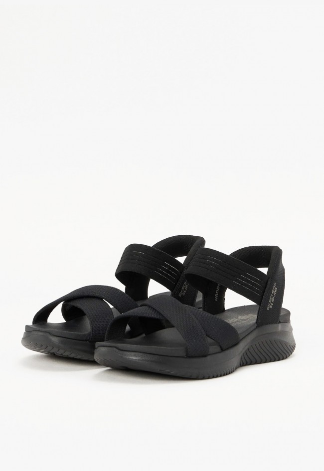 Sandalia deportiva Skechers Ultra Flex 3.0 negra con confort Slip-ins