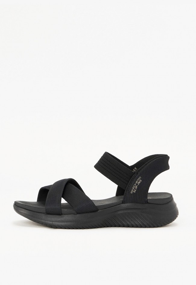 Sandalia deportiva Skechers Ultra Flex 3.0 negra con confort Slip-ins