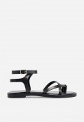 Sandalia plana de mujer VAS en piel negra, elegancia effortless para el verano