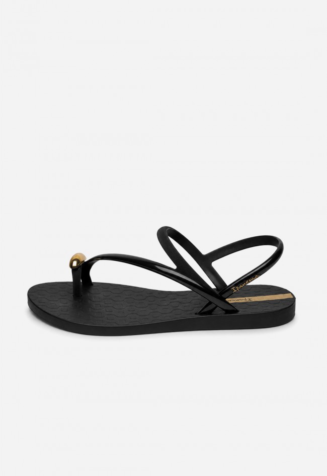 Sandalia plana de mujer Ipanema Glam Ring negra, glamour effortless para el verano