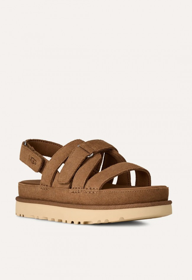 Sandalias de mujer UGG Goldenstar Gleam de ante camel, confort elevado con actitud
