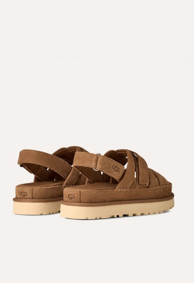 Sandalias de mujer UGG Goldenstar Gleam de ante camel, confort elevado con actitud