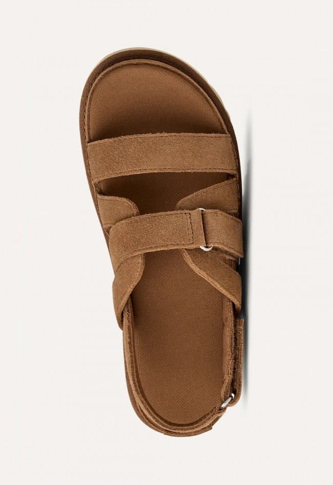 Sandalias de mujer UGG Goldenstar Gleam de ante camel, confort elevado con actitud
