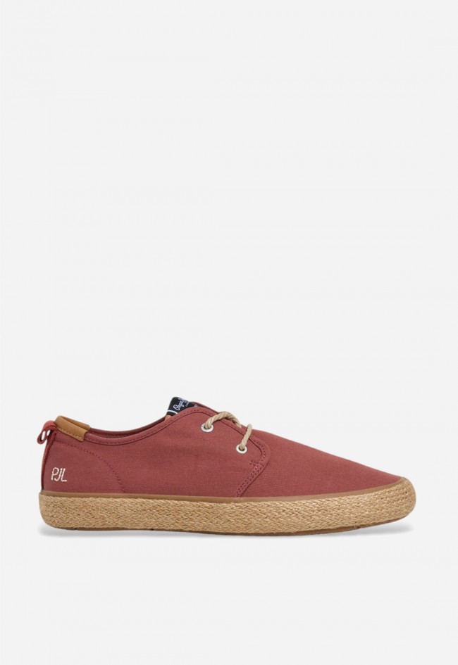 Zapato blucher de hombre Pepe Jeans en algodón rojo con yute, estilo casual con alma mediterránea