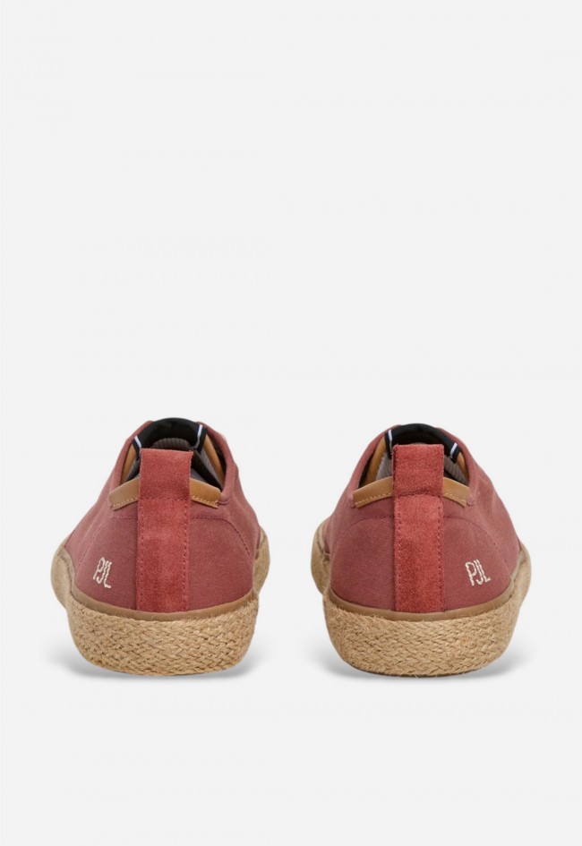Zapato blucher de hombre Pepe Jeans en algodón rojo con yute, estilo casual con alma mediterránea