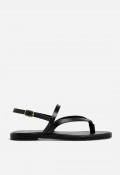Sandalia plana de piel mujer VAS RSP-11953 negra con hebilla, minimalismo chic para pisar el verano