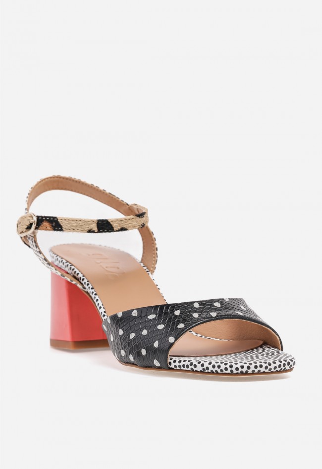 Sandalia de tacón mujer GLO Chija piel estampada trendy chic, pisa con actitud fashion