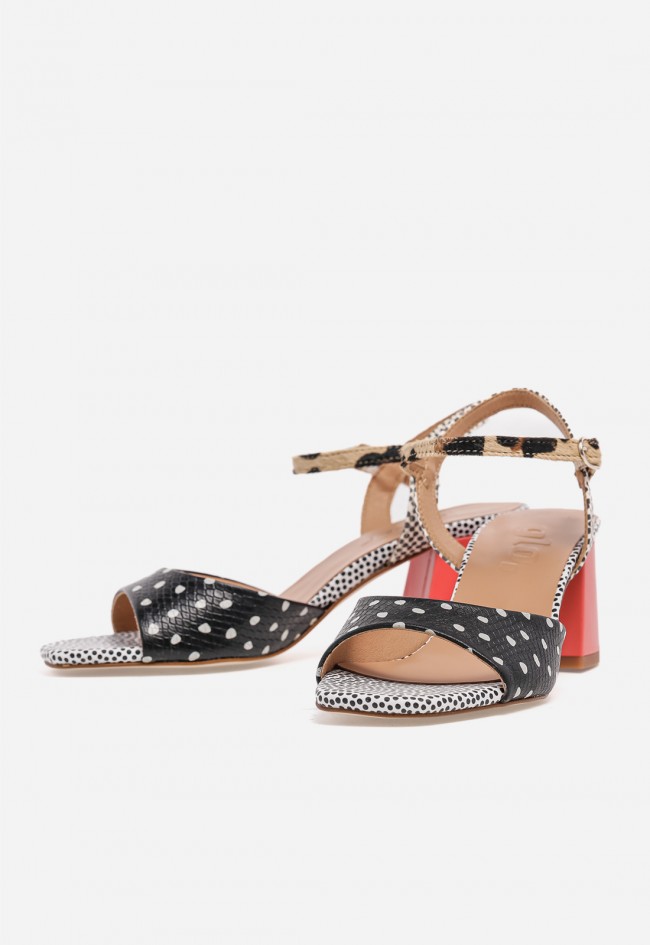 Sandalia de tacón mujer GLO Chija piel estampada trendy chic, pisa con actitud fashion