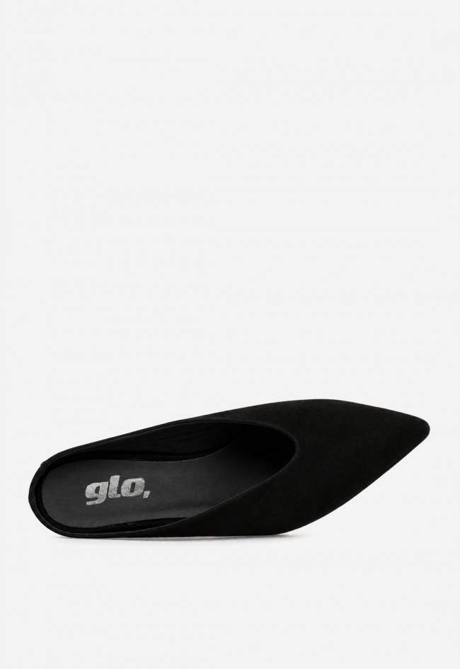Zapato mule de mujer GLO Simo negro en piel con cuña, elegancia effortless