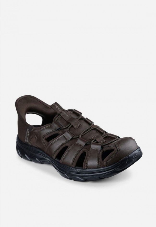 Sandalias de hombre Skechers Slip-Ins Relaxed Fit marrón, confort hands free para moverte con estilo