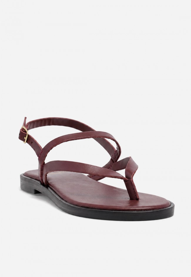 Sandalia plana de mujer VAS en piel burdeos, minimalismo elegante para pisar con actitud