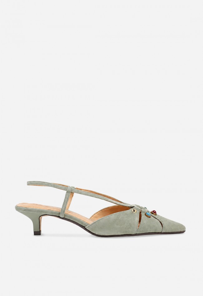 Zapato destalonado de mujer Inuovo JM1332 en piel color agua, elegancia joya para brillar