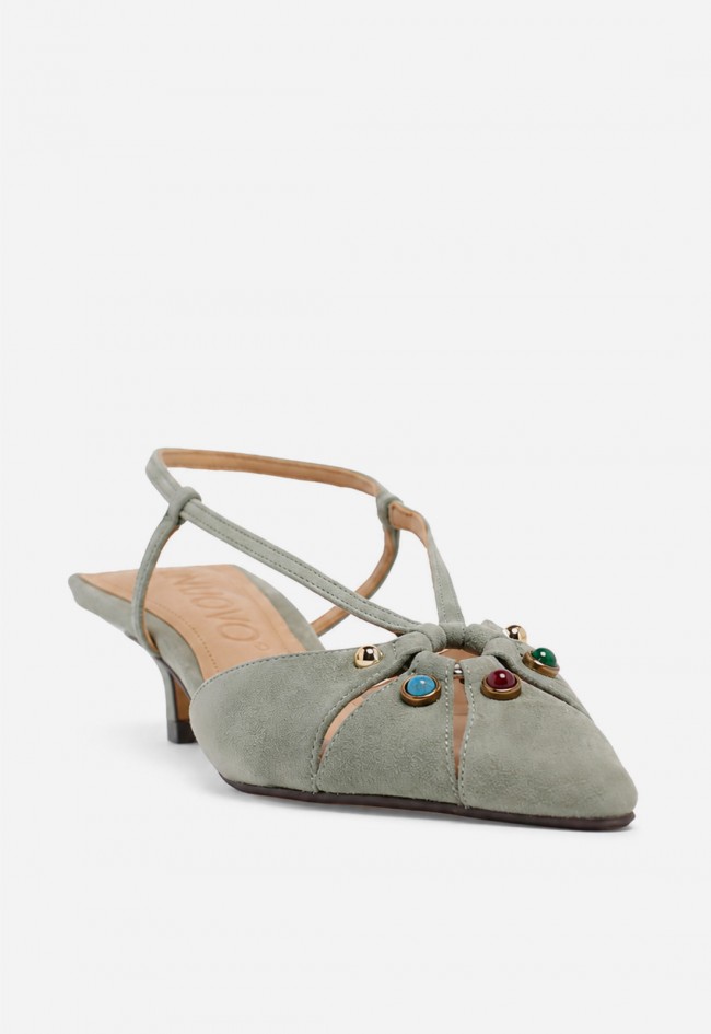 Zapato destalonado de mujer Inuovo JM1332 en piel color agua, elegancia joya para brillar