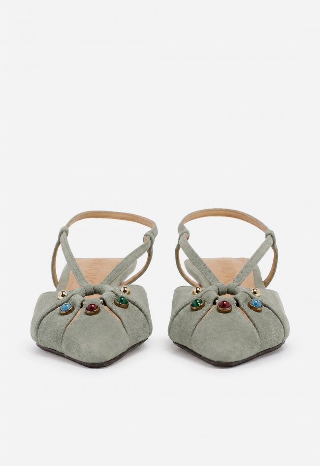 Zapato destalonado de mujer Inuovo JM1332 en piel color agua, elegancia joya para brillar