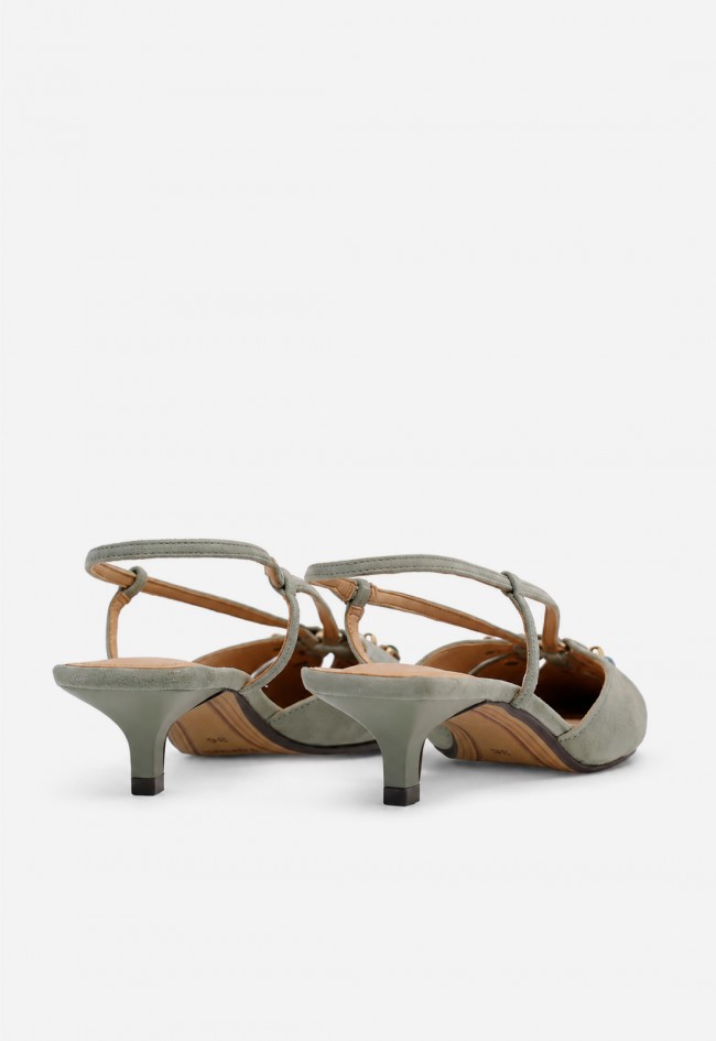 Zapato destalonado de mujer Inuovo JM1332 en piel color agua, elegancia joya para brillar