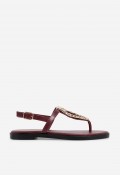Sandalia plana VAS RSP-11282 burdeos en piel con maxi adorno dorado