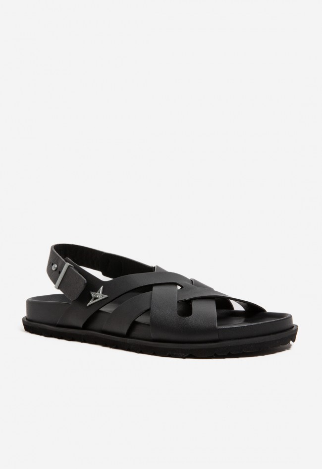Sandalias Cetti C-1412 de hombre en piel negra con suela track urbana