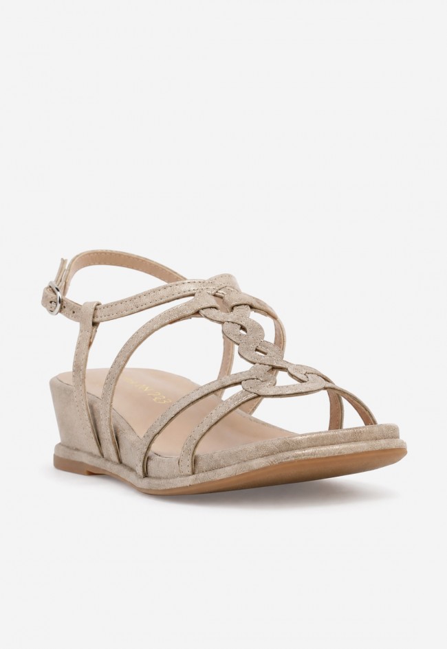 Sandalias Alma en Pena 51401 de mujer bronce con cuña cómoda y tiras entrelazadas