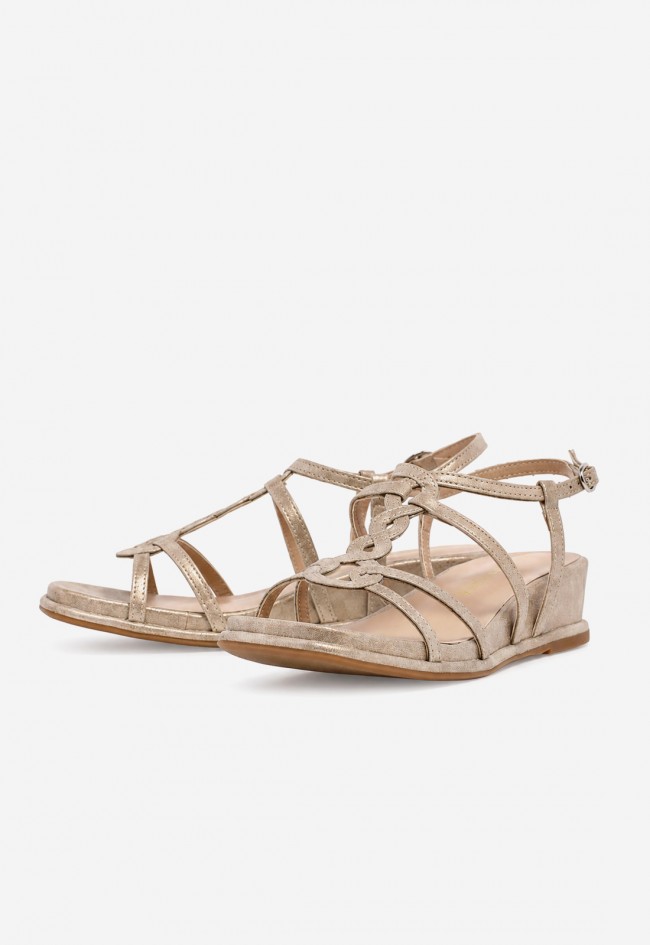 Sandalias Alma en Pena 51401 de mujer bronce con cuña cómoda y tiras entrelazadas