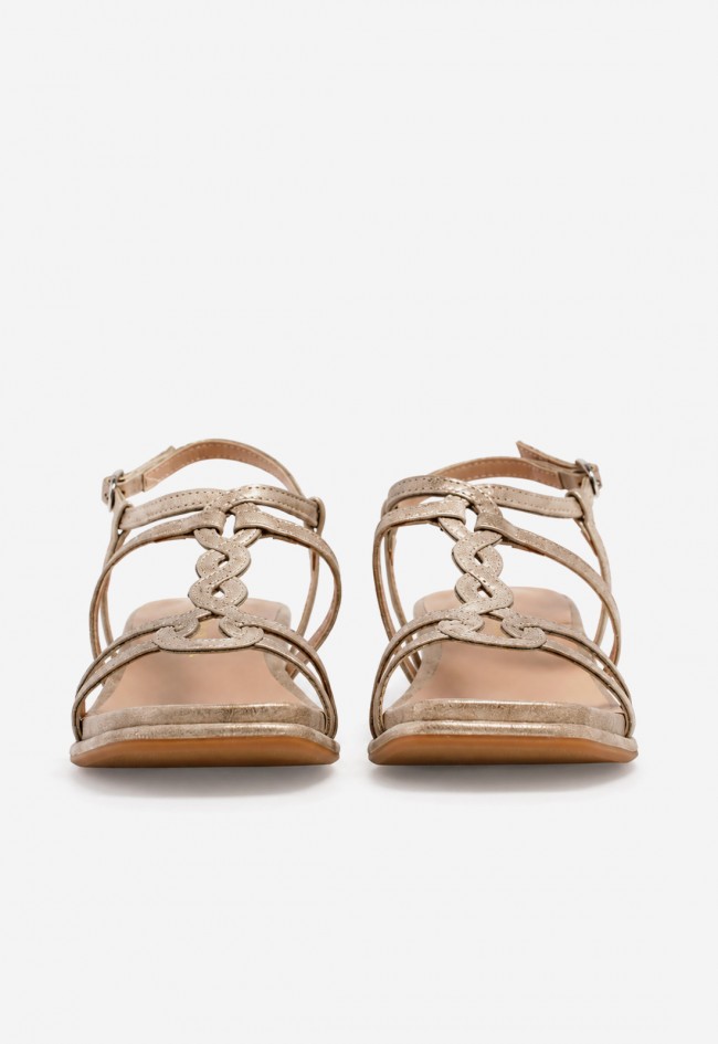 Sandalias Alma en Pena 51401 de mujer bronce con cuña cómoda y tiras entrelazadas