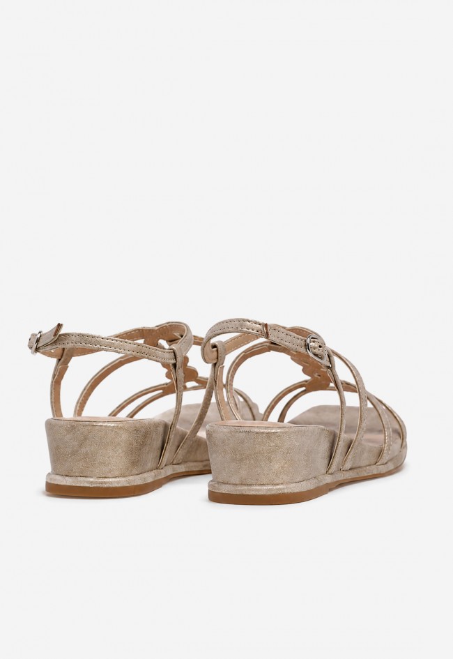 Sandalias Alma en Pena 51401 de mujer bronce con cuña cómoda y tiras entrelazadas