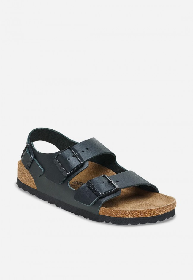 Sandalias Birkenstock Milano de hombre en piel natural negra con sujeción máxima