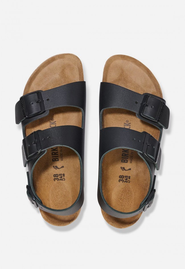 Sandalias Birkenstock Milano de hombre en piel natural negra con sujeción máxima