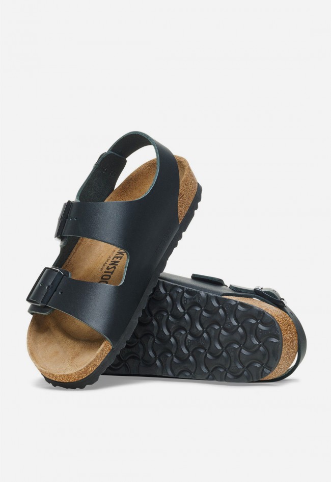 Sandalias Birkenstock Milano de hombre en piel natural negra con sujeción máxima