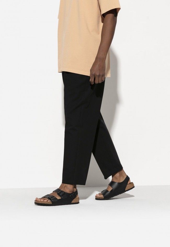 Sandalias Birkenstock Milano de hombre en piel natural negra con sujeción máxima
