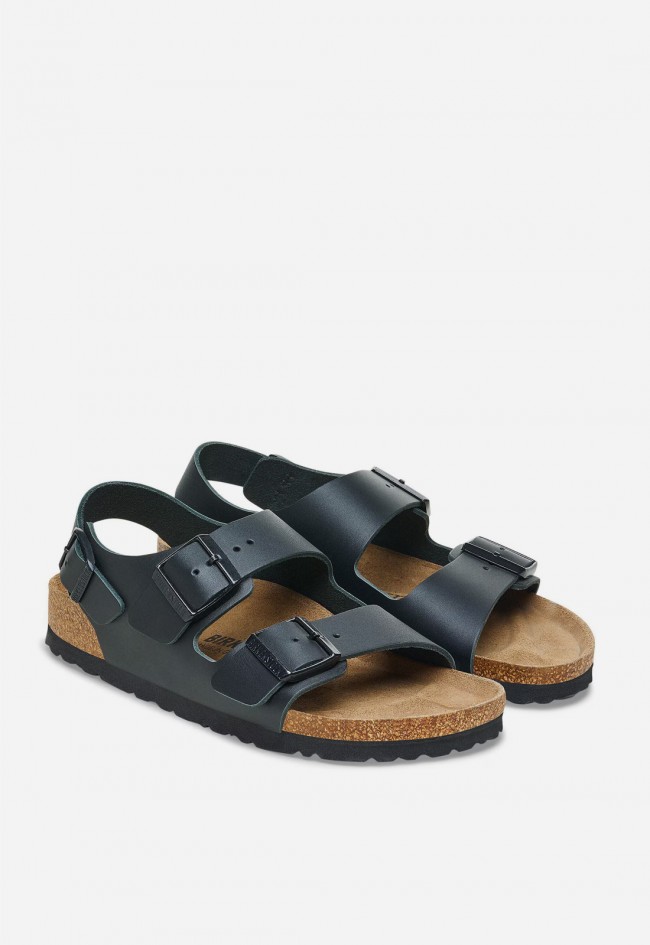 Sandalias Birkenstock Milano de hombre en piel natural negra con sujeción máxima