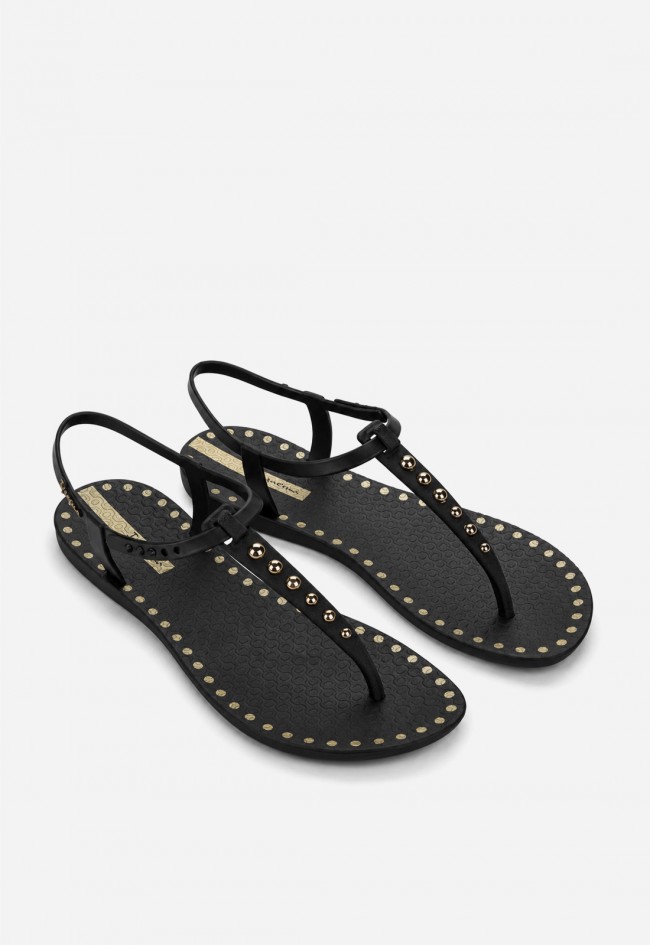 Sandalias Ipanema Class Dots AD de mujer negras con detalles dorados estilo joya