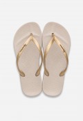 Chanclas Ipanema Anatomic Tan de mujer beige con tiras doradas y plantilla anatómica
